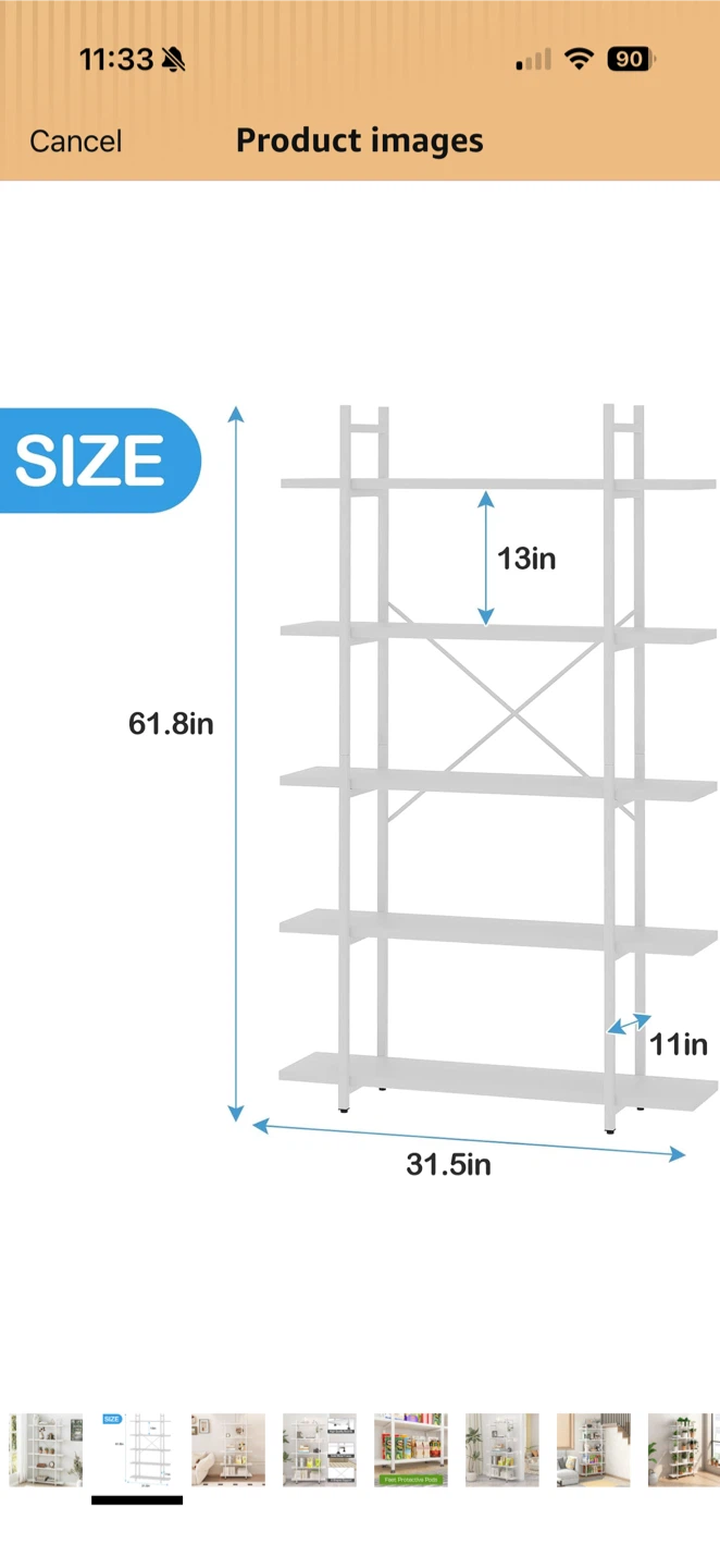 White 5-Shelf Bookshelf - photo 2