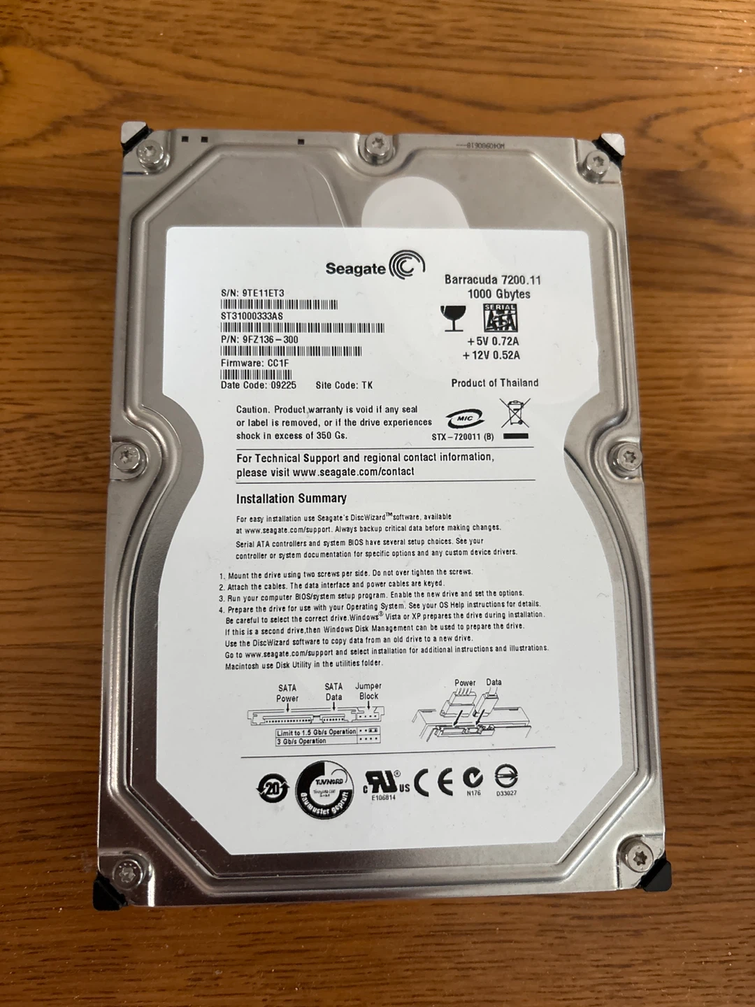 Seagate Barracuda 7200.11 1TB Hard Drive