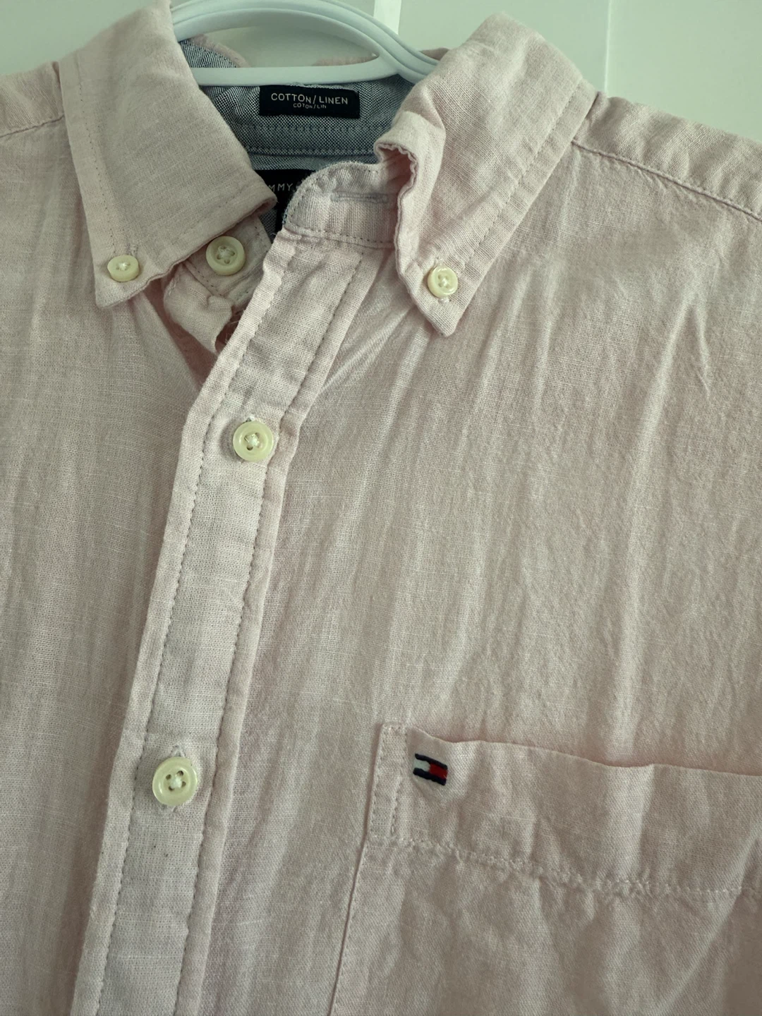 Tommy Hilfiger Pink Cotton Linen Button-Up Shirt S/P - photo 2