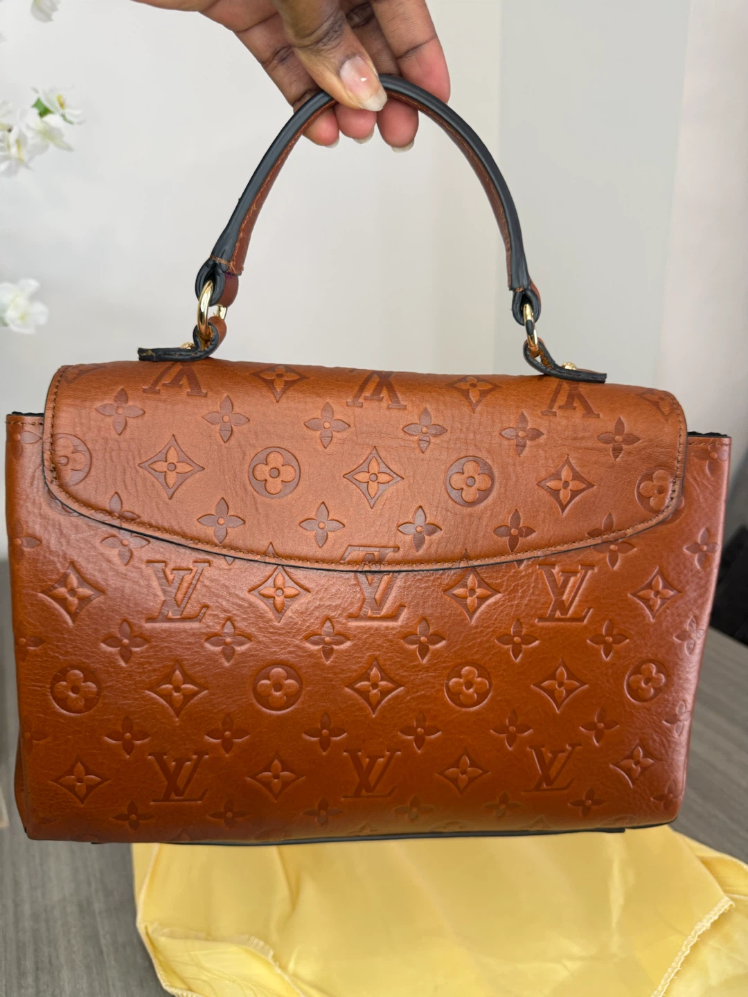Luxury Brown Monogram Satchel Handbag. - photo 2