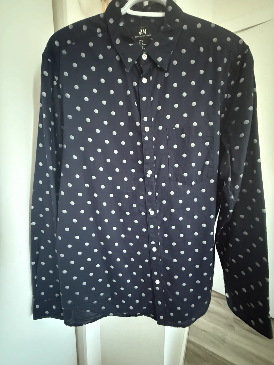 H&M Men's Polka Dot Long Sleeve Shirt - Size M