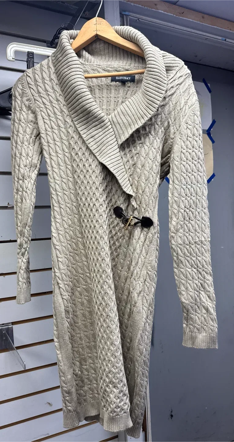 Ellen Tracy Cable Knit Sweater Dress Size S
