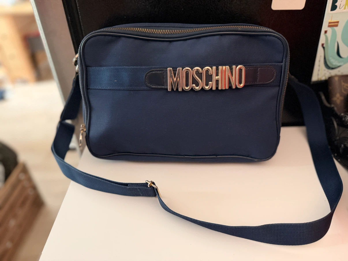 VINTAGE Moschino Navy Nylon Crossbody Bag