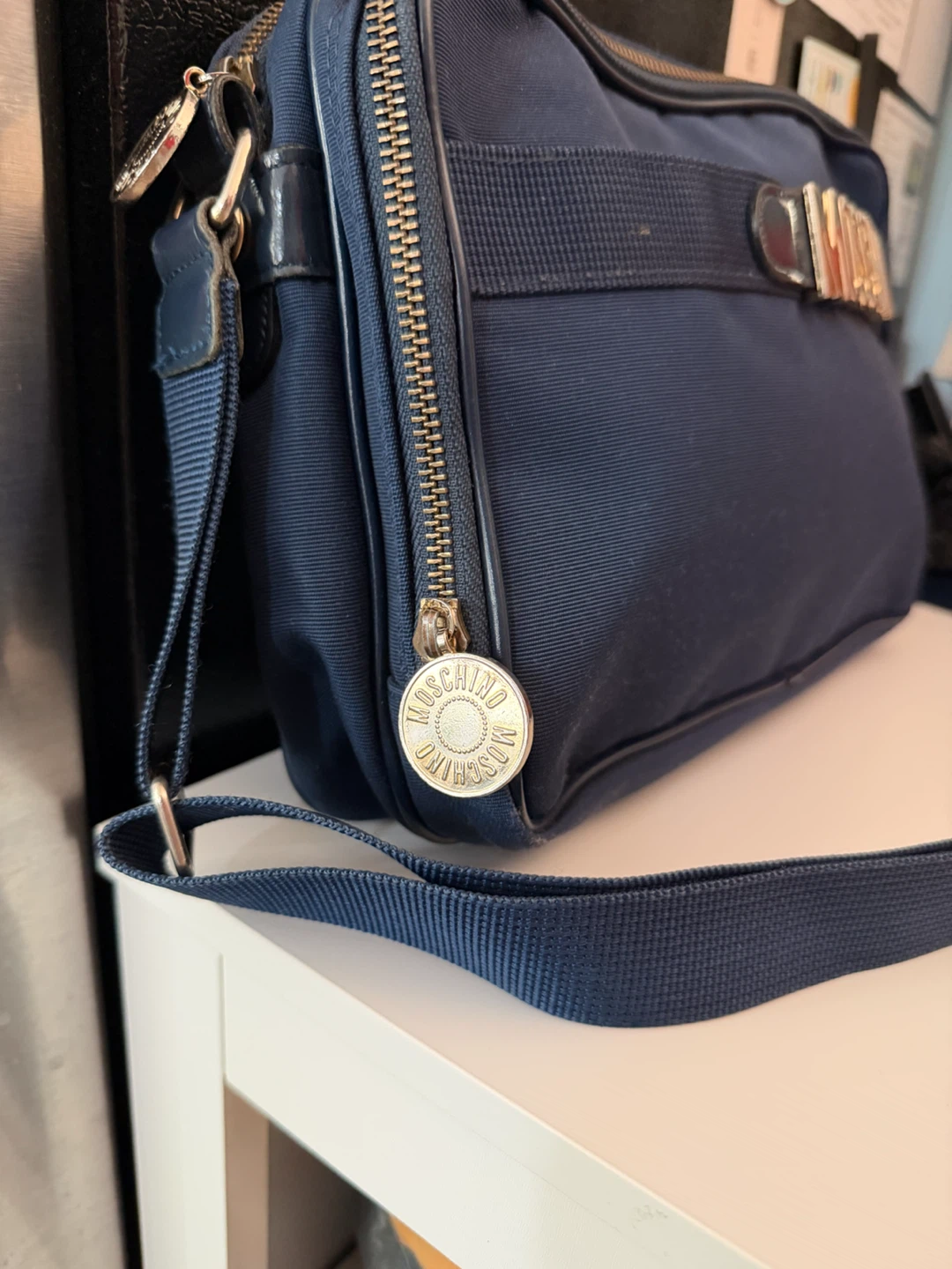 VINTAGE Moschino Navy Nylon Crossbody Bag - photo 2