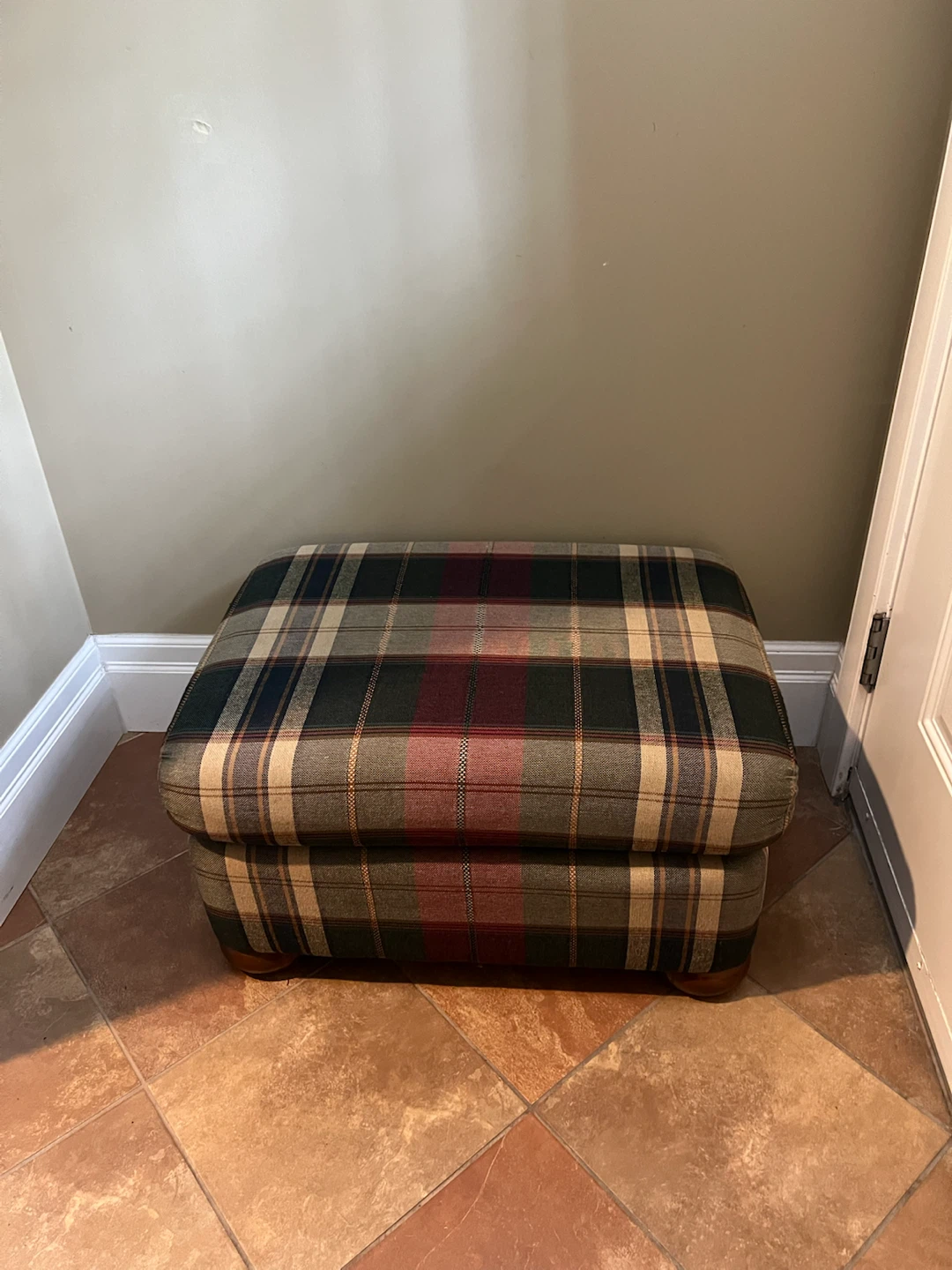 Vintage Tartan Upholstered Ottoman/Footstool - photo 4