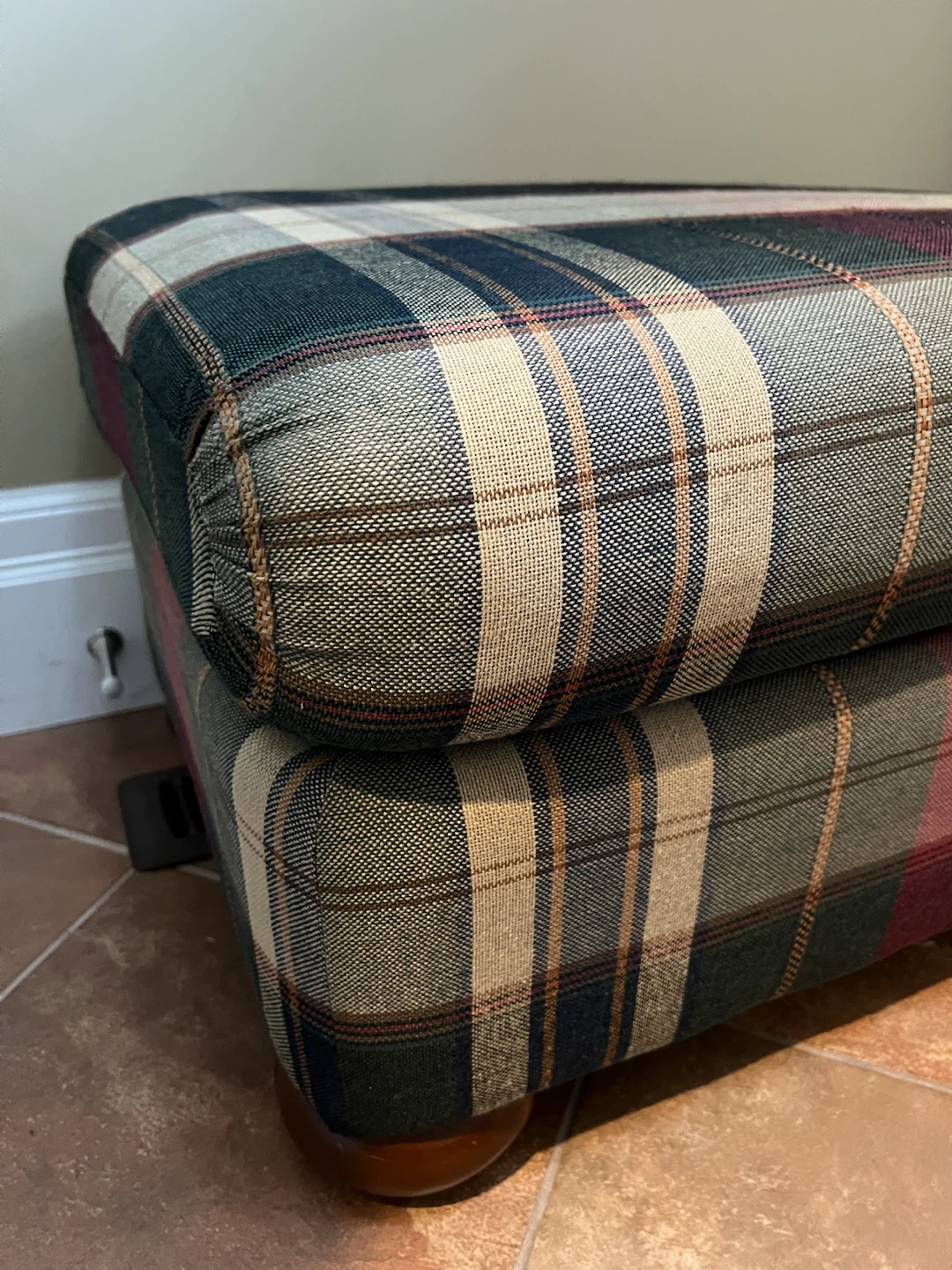 Vintage Tartan Upholstered Ottoman/Footstool - photo 5