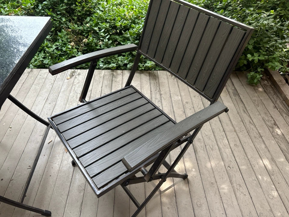 Patio Bistro Set with Custom Granite Top & 2 Folding Chairs - photo 4