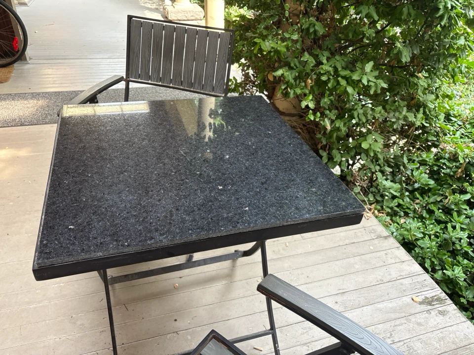 Patio Bistro Set with Custom Granite Top & 2 Folding Chairs - photo 5