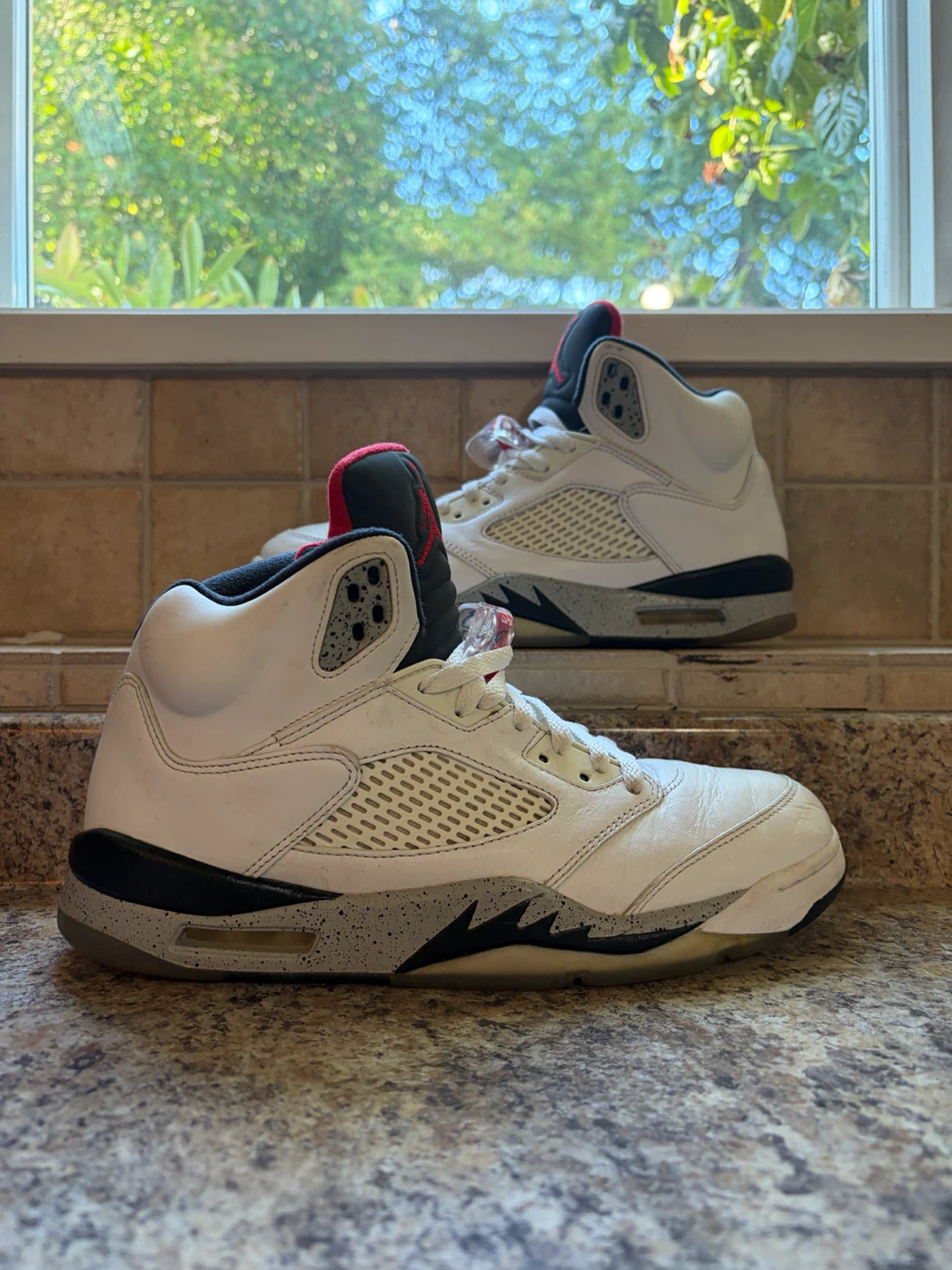 Air Jordan 5 White Red Black Sneakers