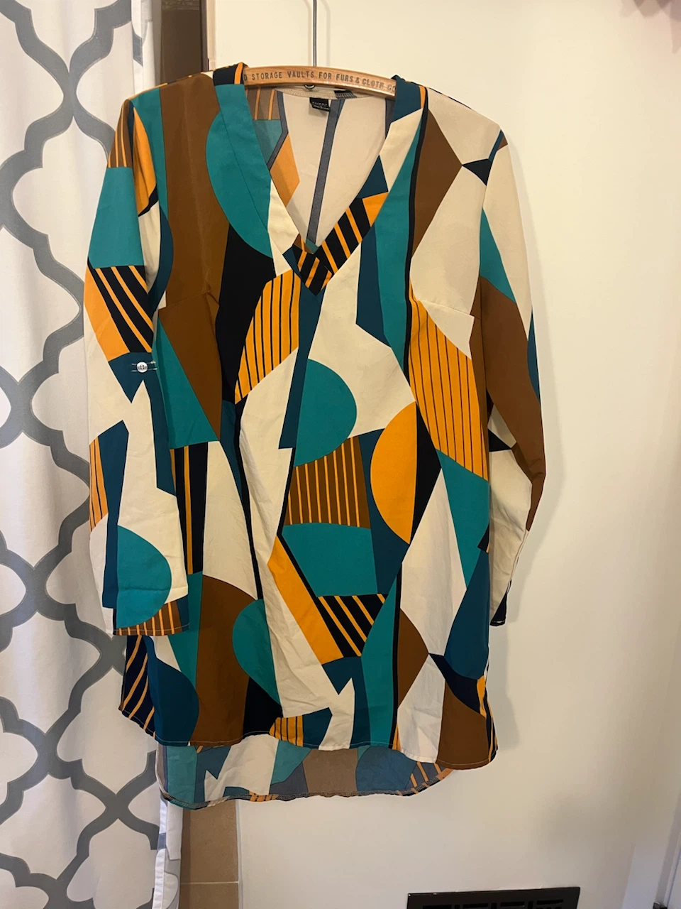 Abstract Print Long Sleeve Tunic Top