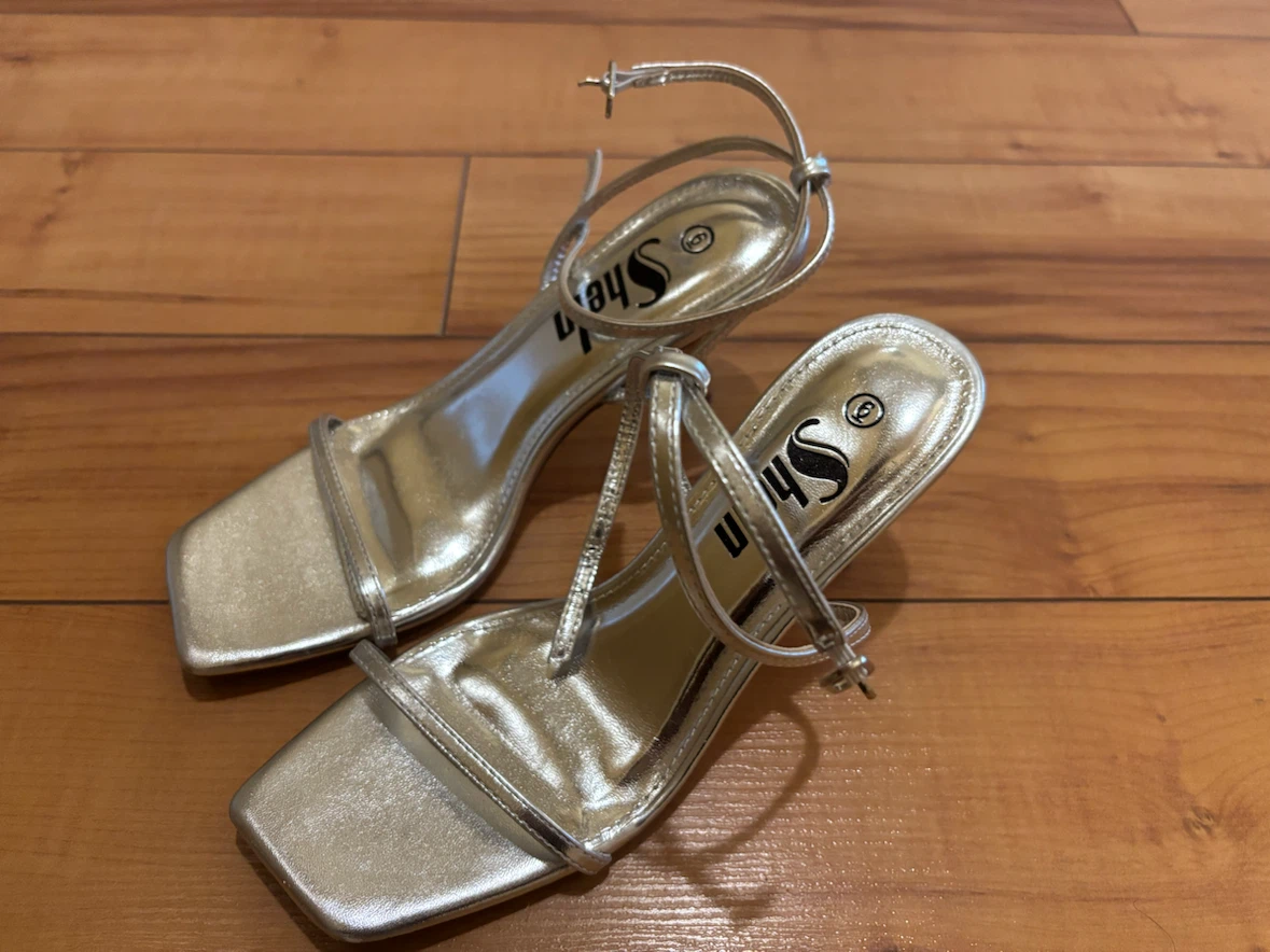 Shein Silver Strappy Square Toe Heels - Size 6 - photo 2