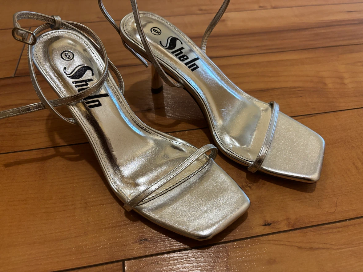 Shein Silver Strappy Square Toe Heels - Size 6 - photo 3