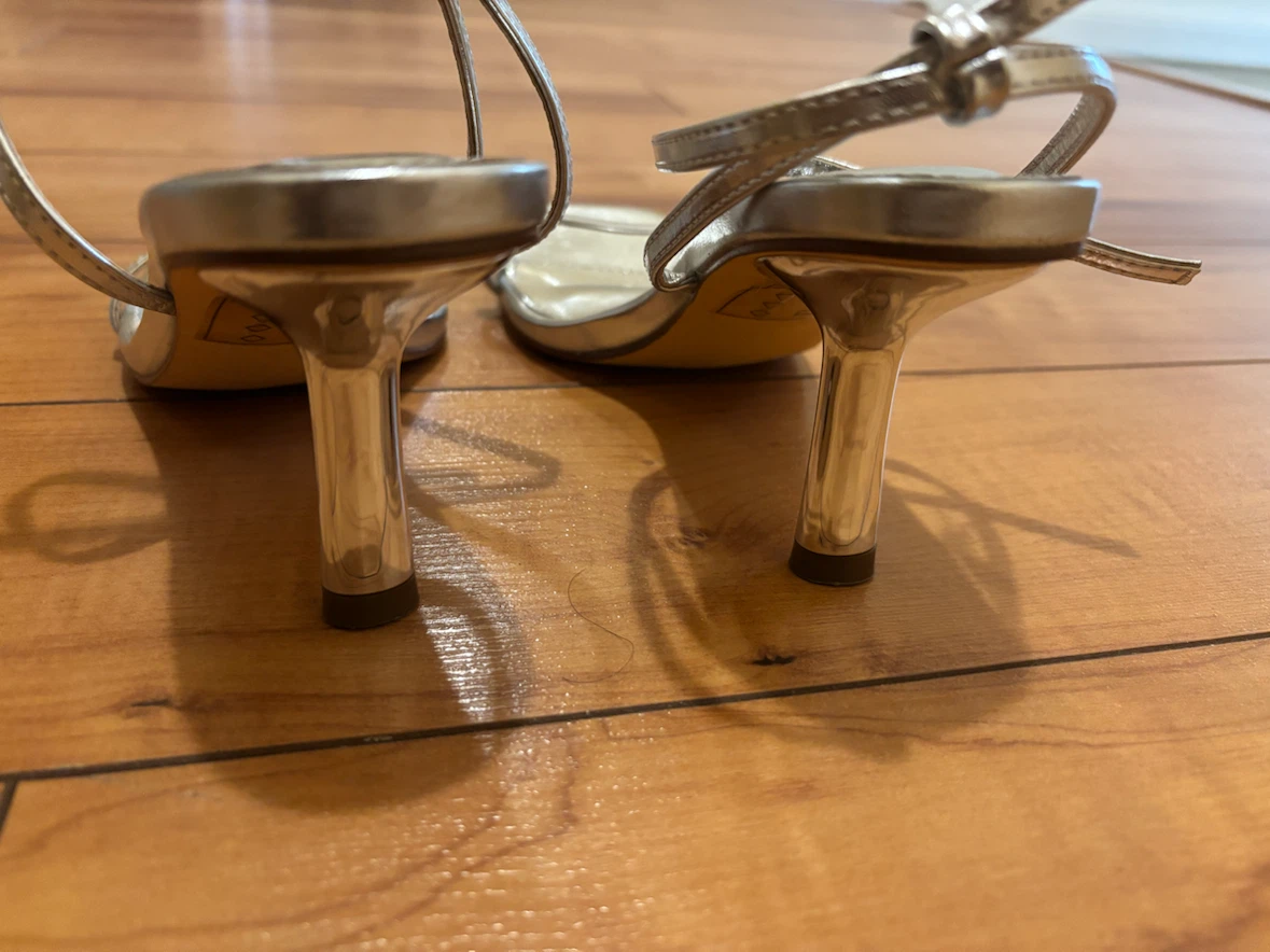 Shein Silver Strappy Square Toe Heels - Size 6 - photo 4