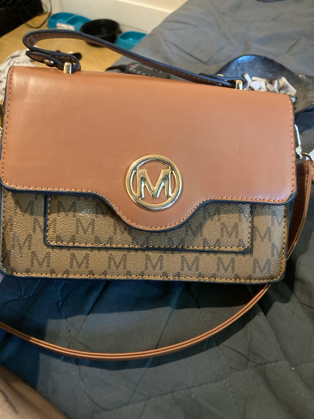 Brown & Tan Monogram Shoulder Bag
