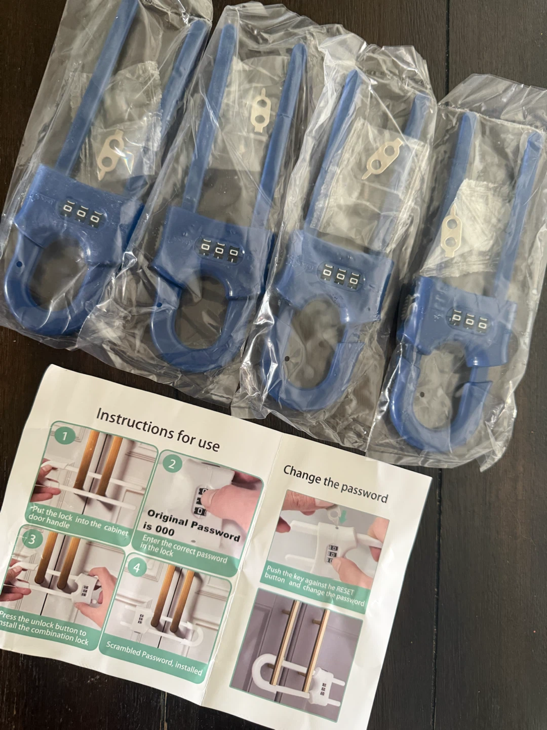 Child Proof Sliding Cabinet Locks - Blue, 4 Pcs