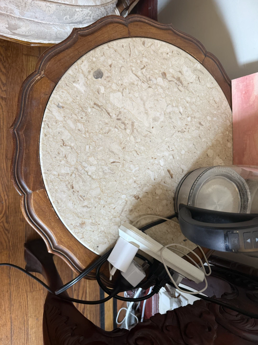 Vintage Wooden Side Table with Cane Accents - photo 2