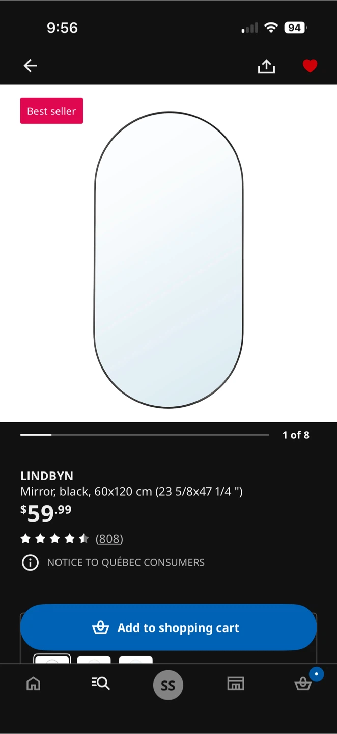 IKEA LINDbyn Mirror - Black