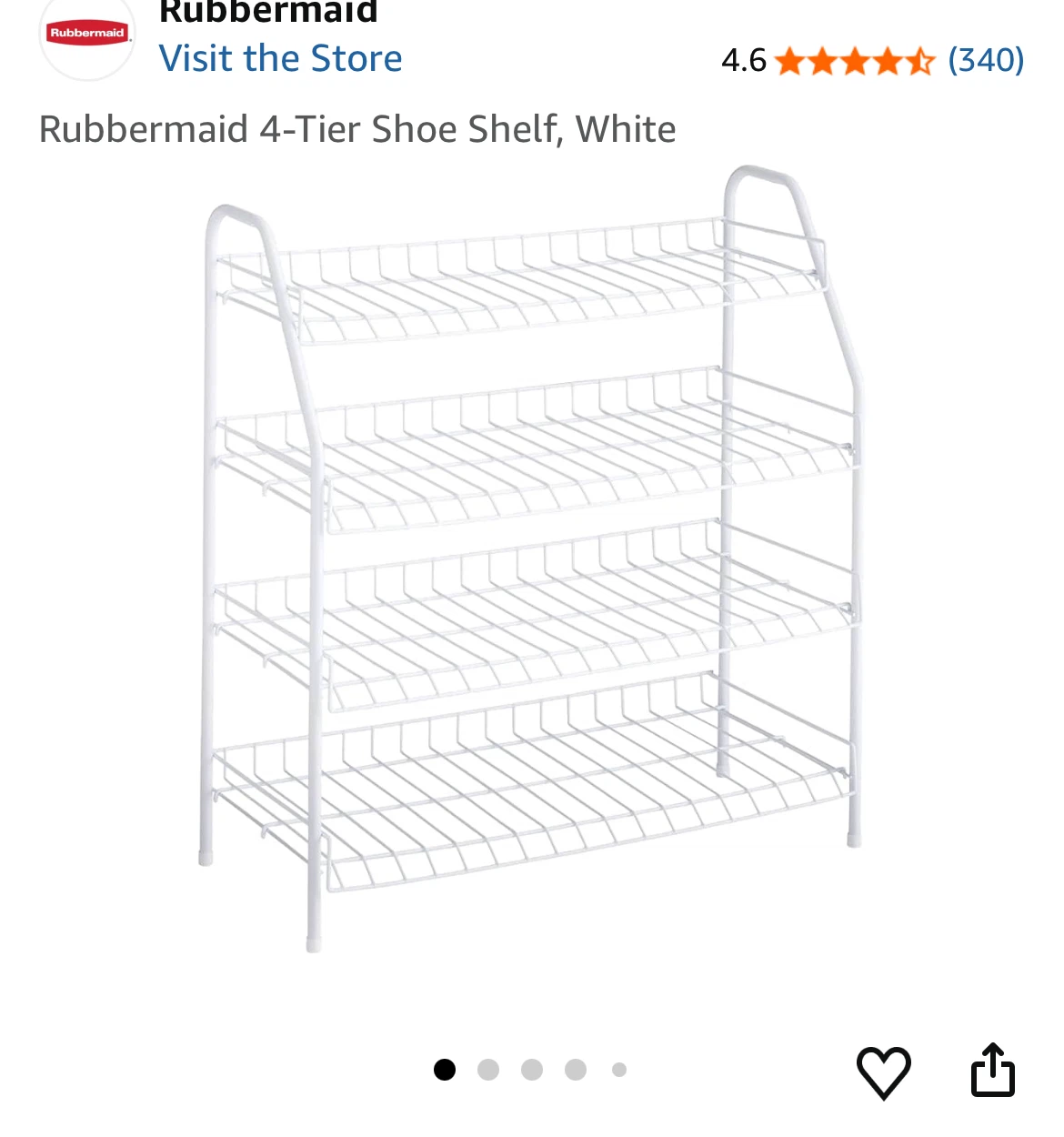 Rubbermaid 4-Tier Shoe Shelf, White - photo 2