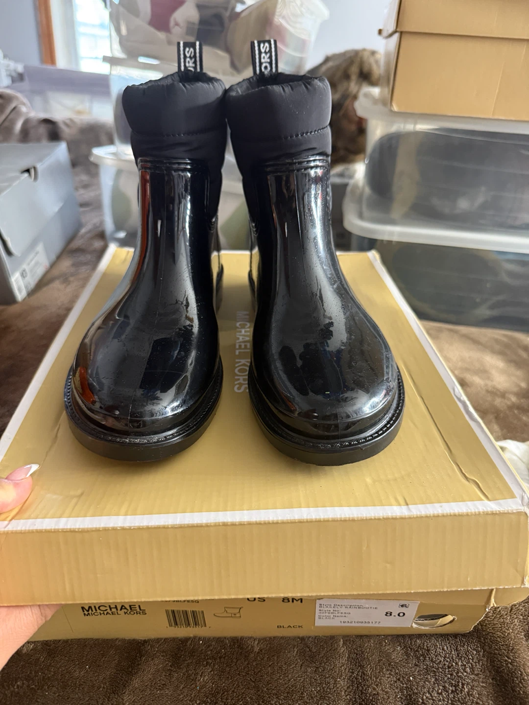 Michael Kors Black Puffer Rain Boots Size 8