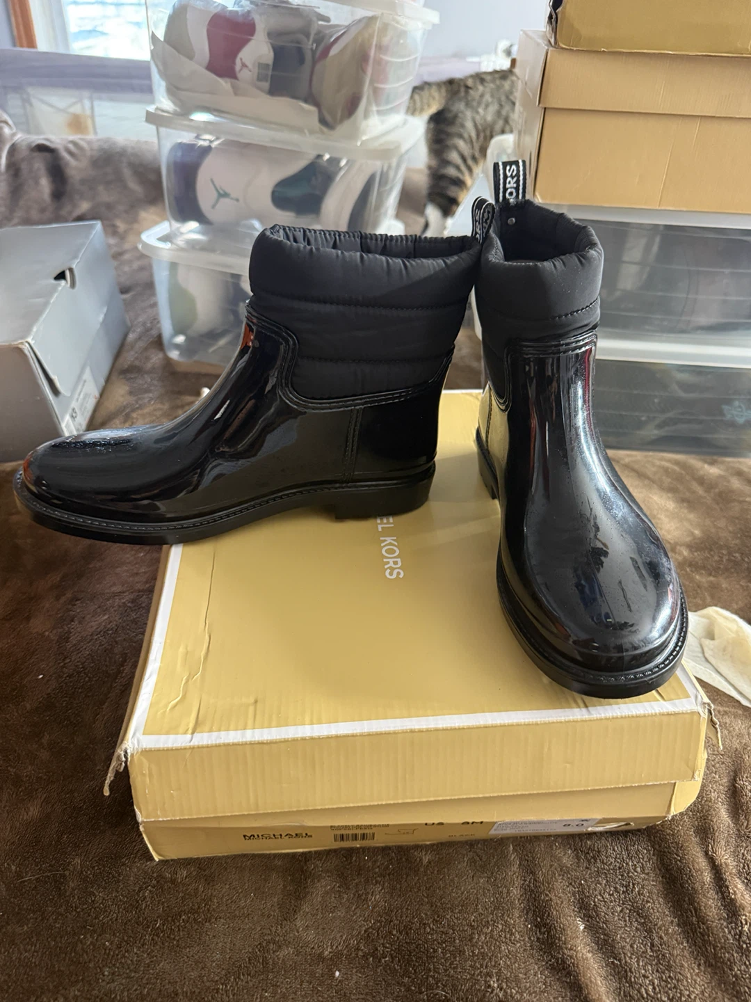 Michael Kors Black Puffer Rain Boots Size 8 - photo 2
