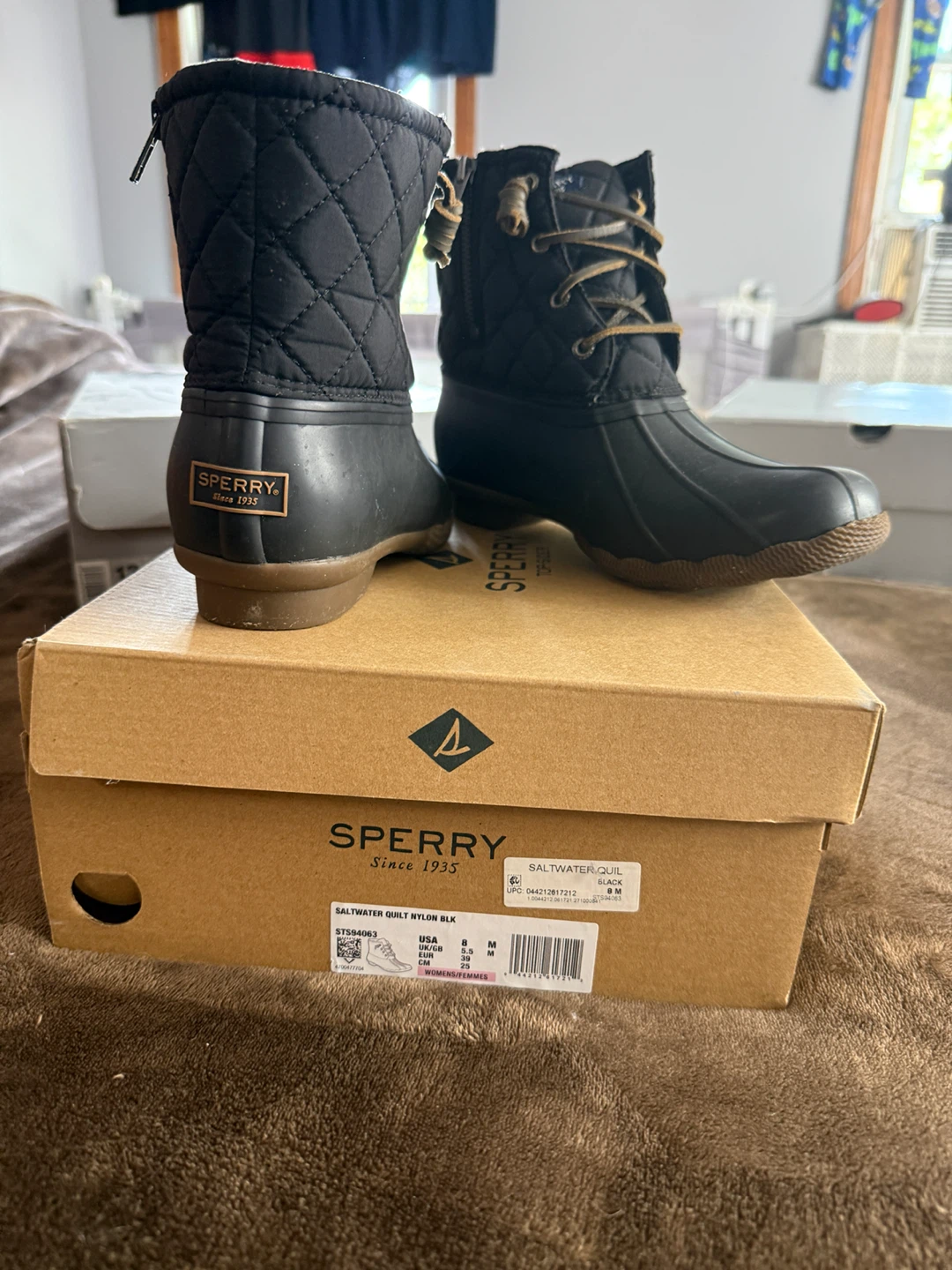 Sperry Saltwater Quilted Nylon Duck Boots Size 8