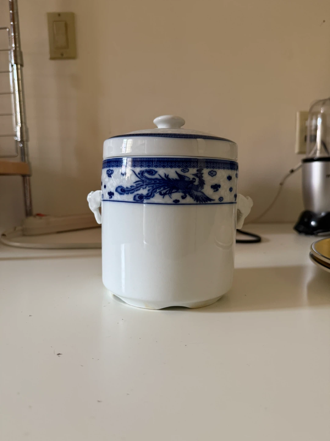 Chinese Blue and White Porcelain Lidded Jar / Soup Crock
