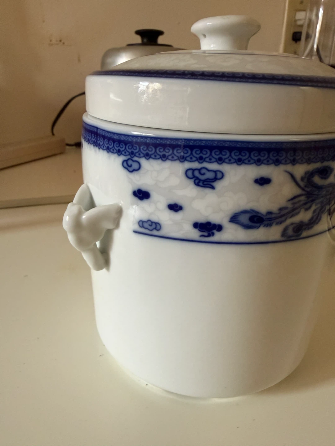 Chinese Blue and White Porcelain Lidded Jar / Soup Crock - photo 4