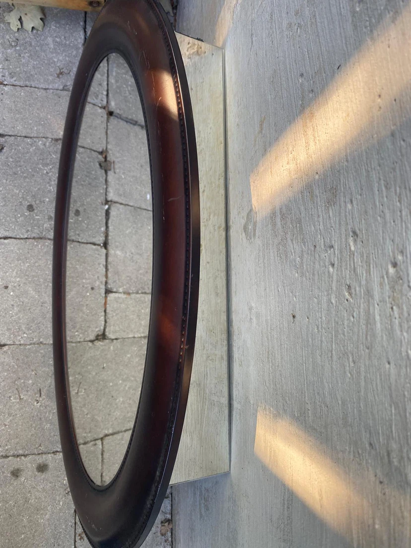 Oval Wall Mirror with Wood Frame - photo 2
