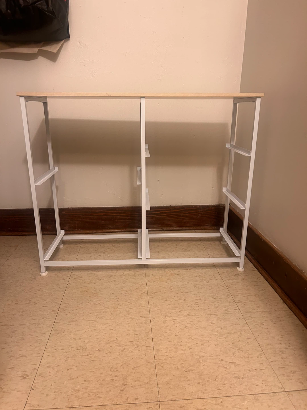 White Metal and Wood Console Table