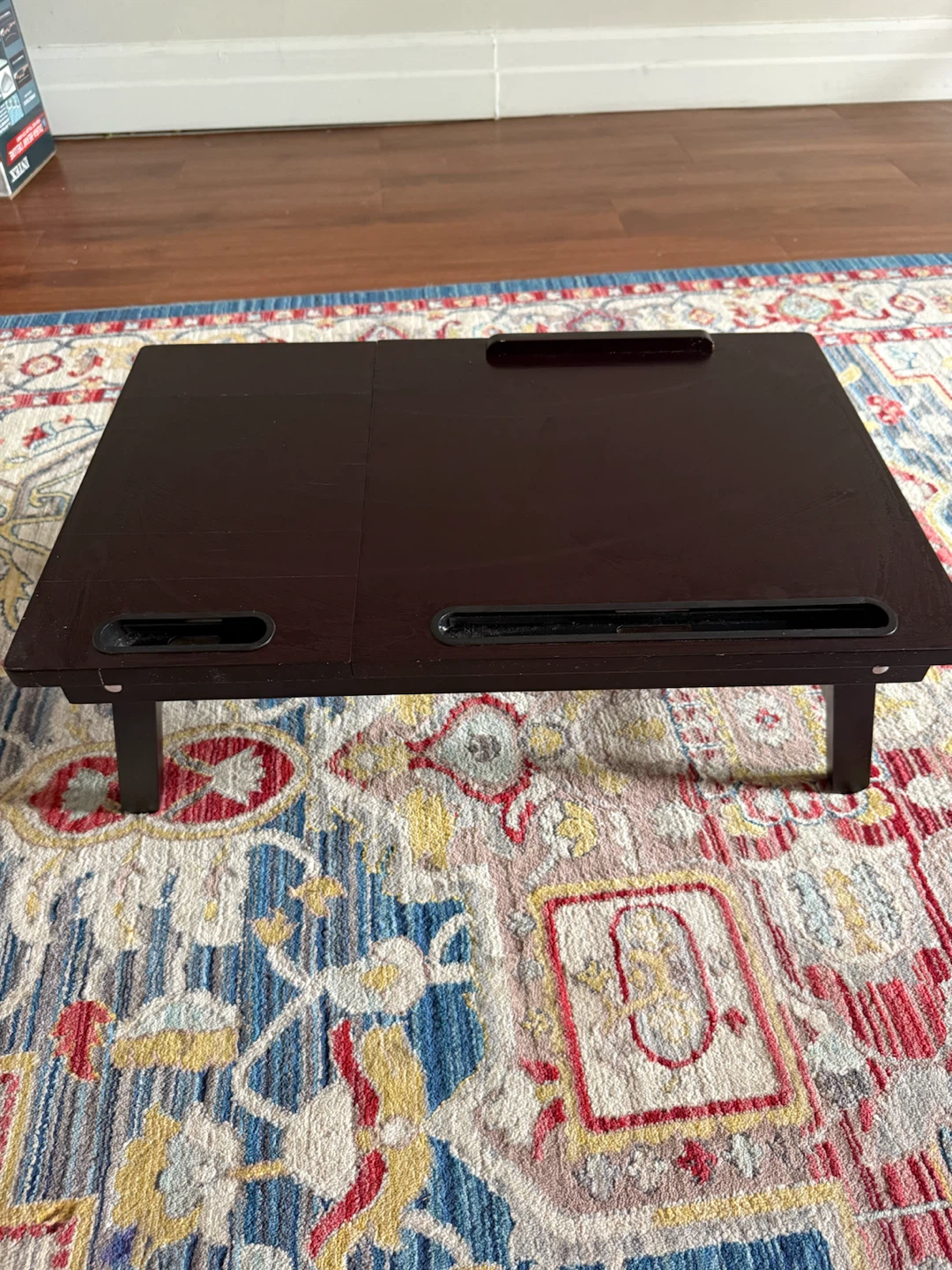 Dark Wood Lap Desk with Built-in Stands