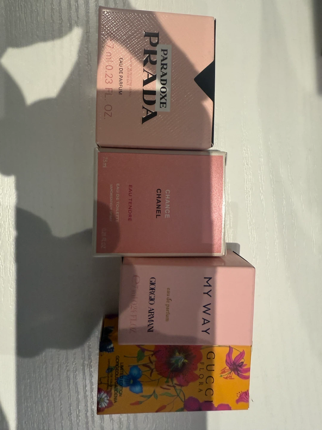 Assorted Mini Perfumes: Prada, Chanel, Giorgio Armani, Gucci