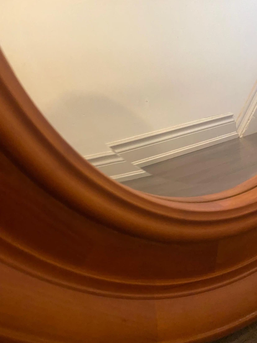 Round Wood Framed Mirror