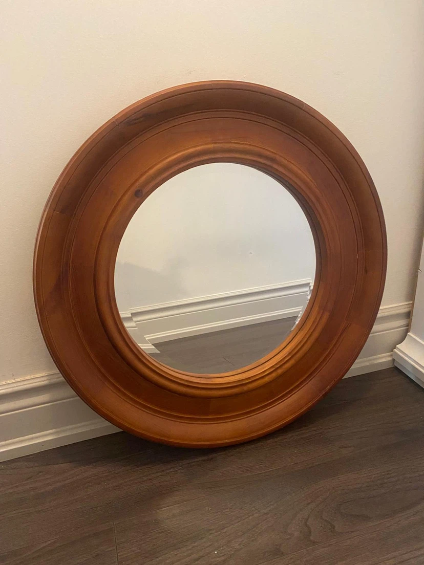 Round Wood Framed Mirror - photo 2