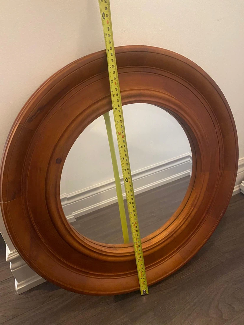 Round Wood Framed Mirror - photo 4