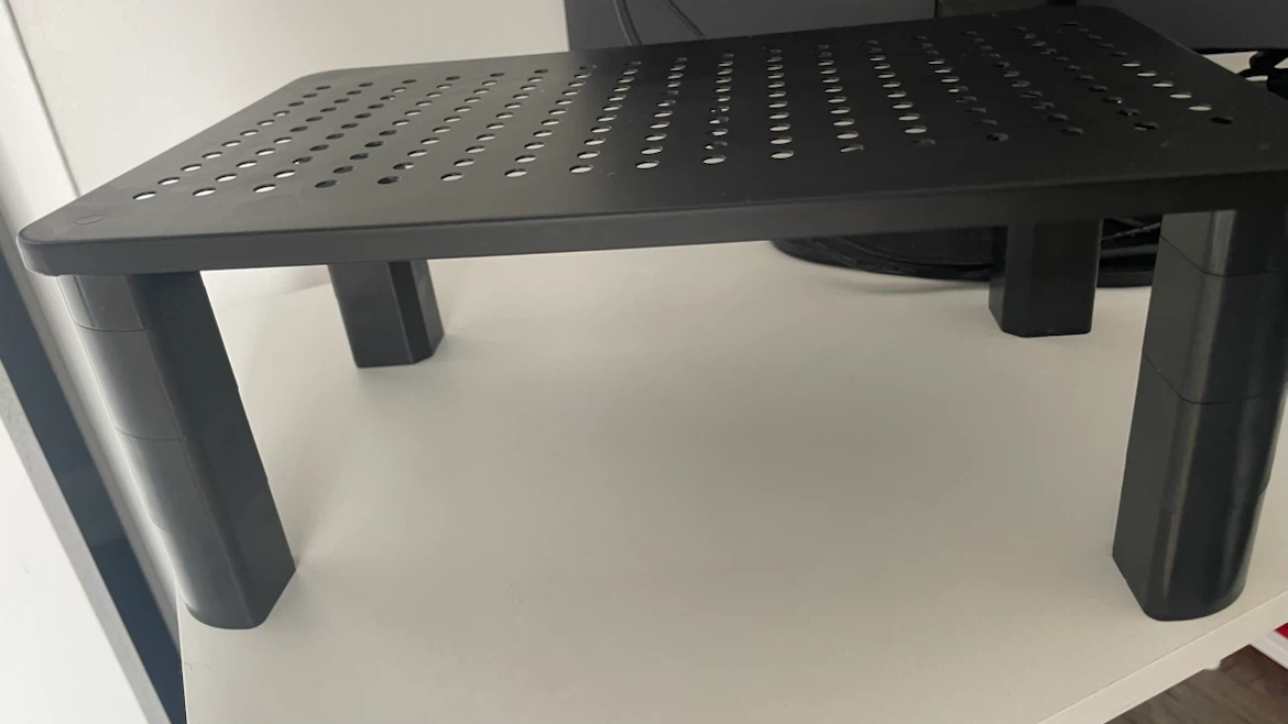 Black Monitor Riser Stand with Perforated Top