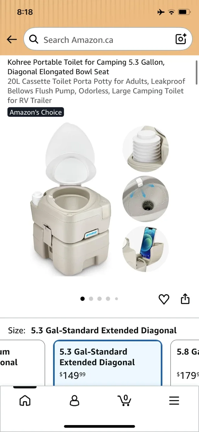 Kohree Portable Toilet for Camping 5.3 Gallon