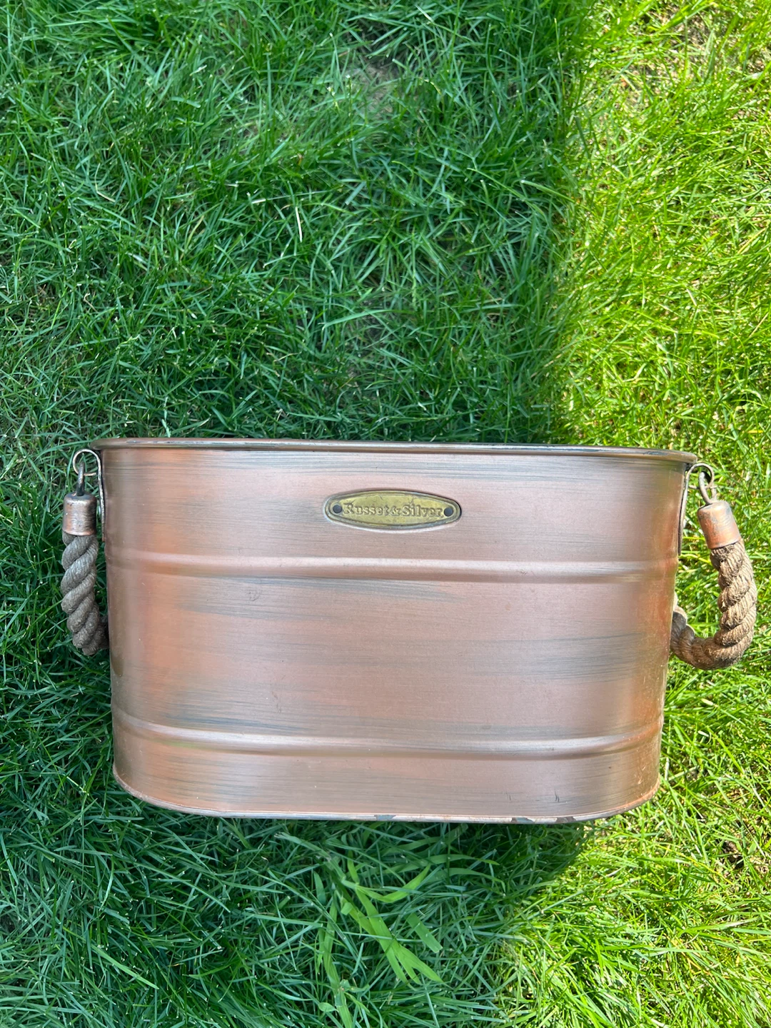 Oval Metal Planter with Rope Handles