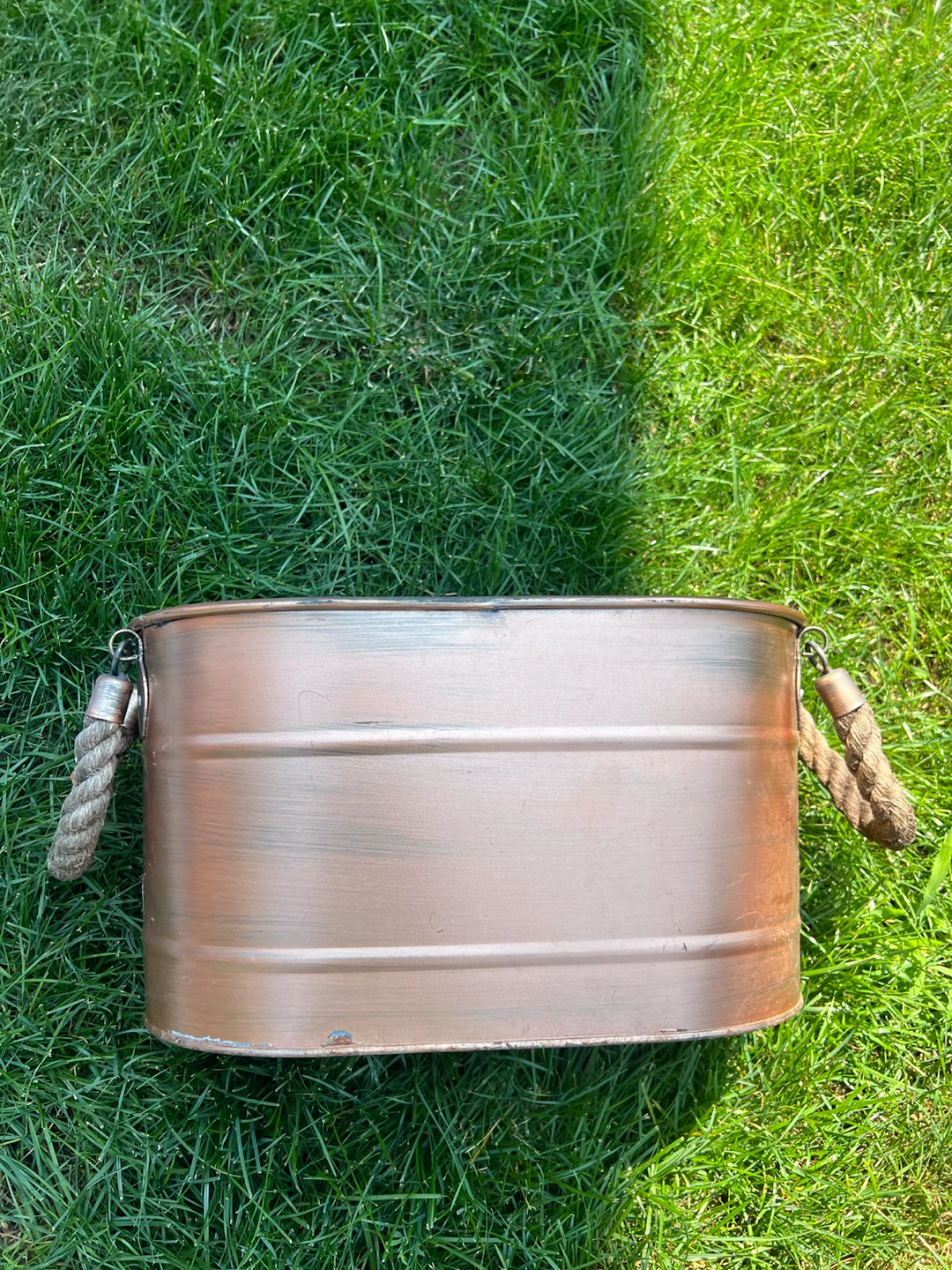 Oval Metal Planter with Rope Handles - photo 2
