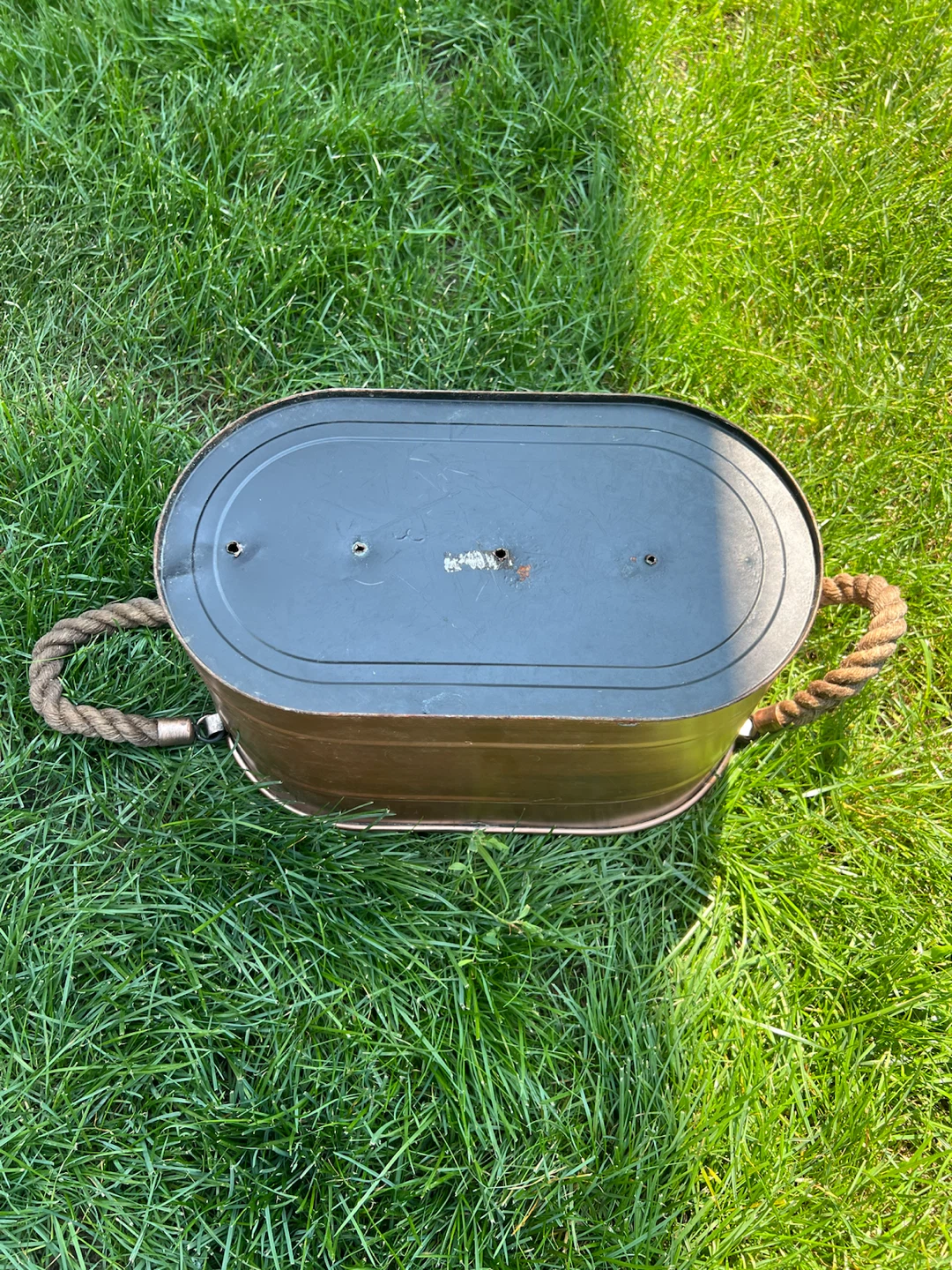 Oval Metal Planter with Rope Handles - photo 3