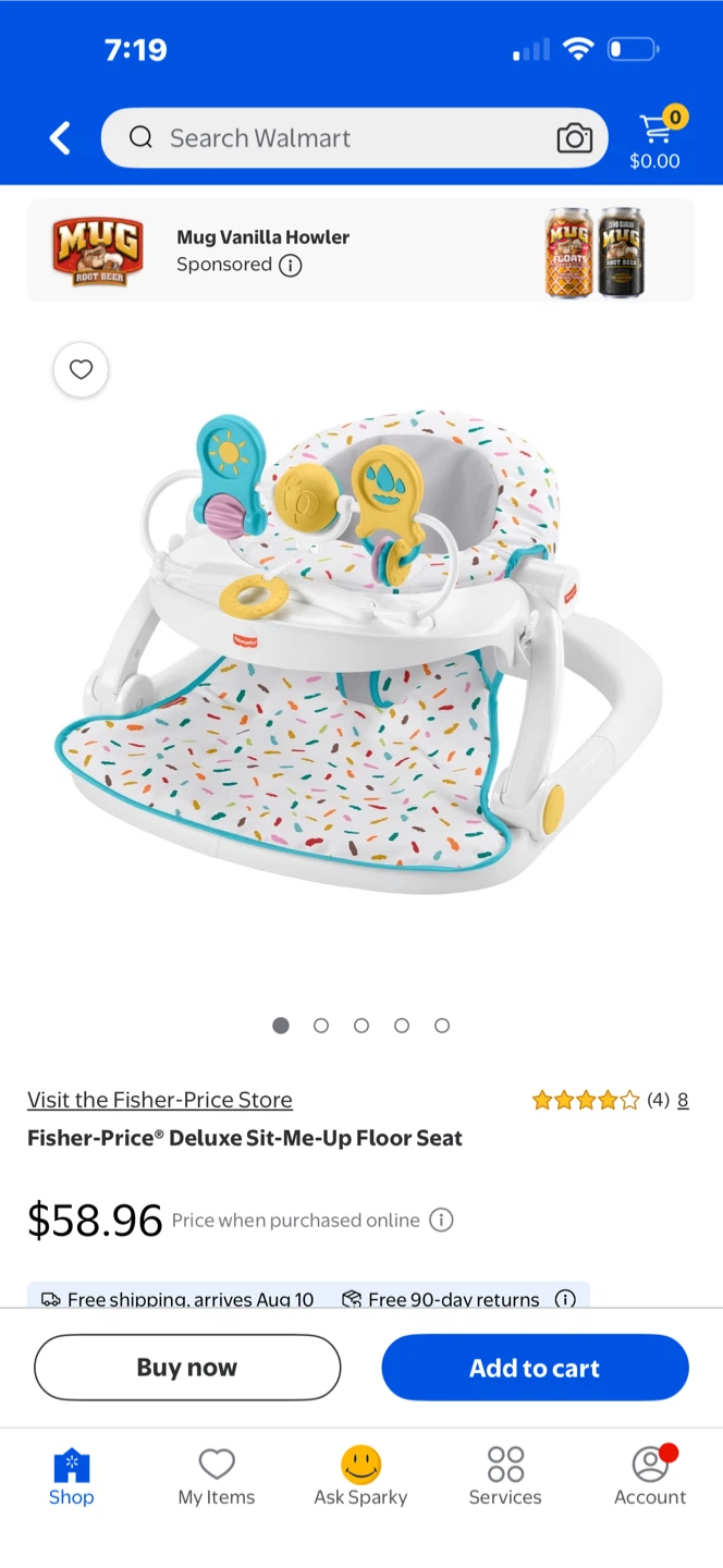 Each $15Fisher-Price Deluxe Sit-Me-Up Floor Seat - Sprinkles