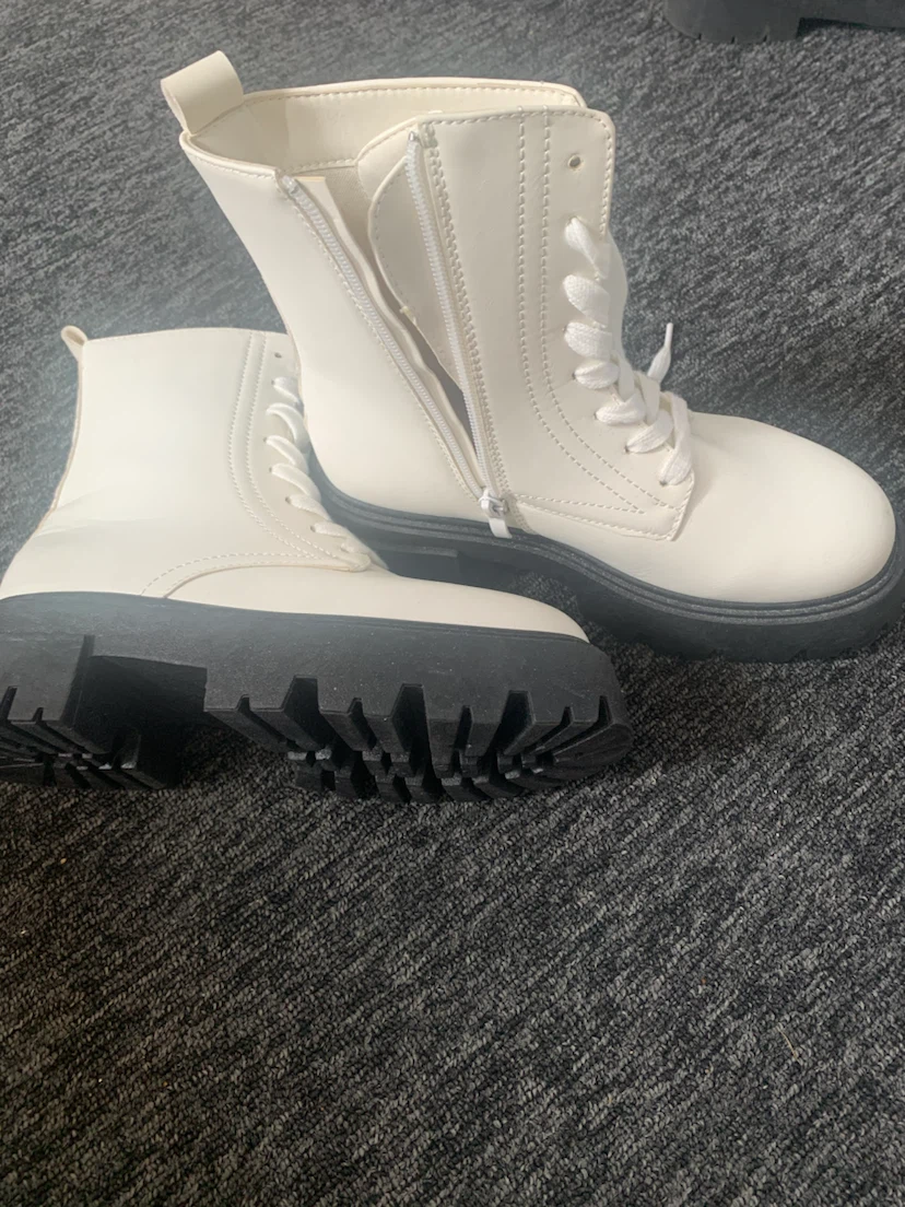 White Combat Boots with Chunky Soles - photo 2