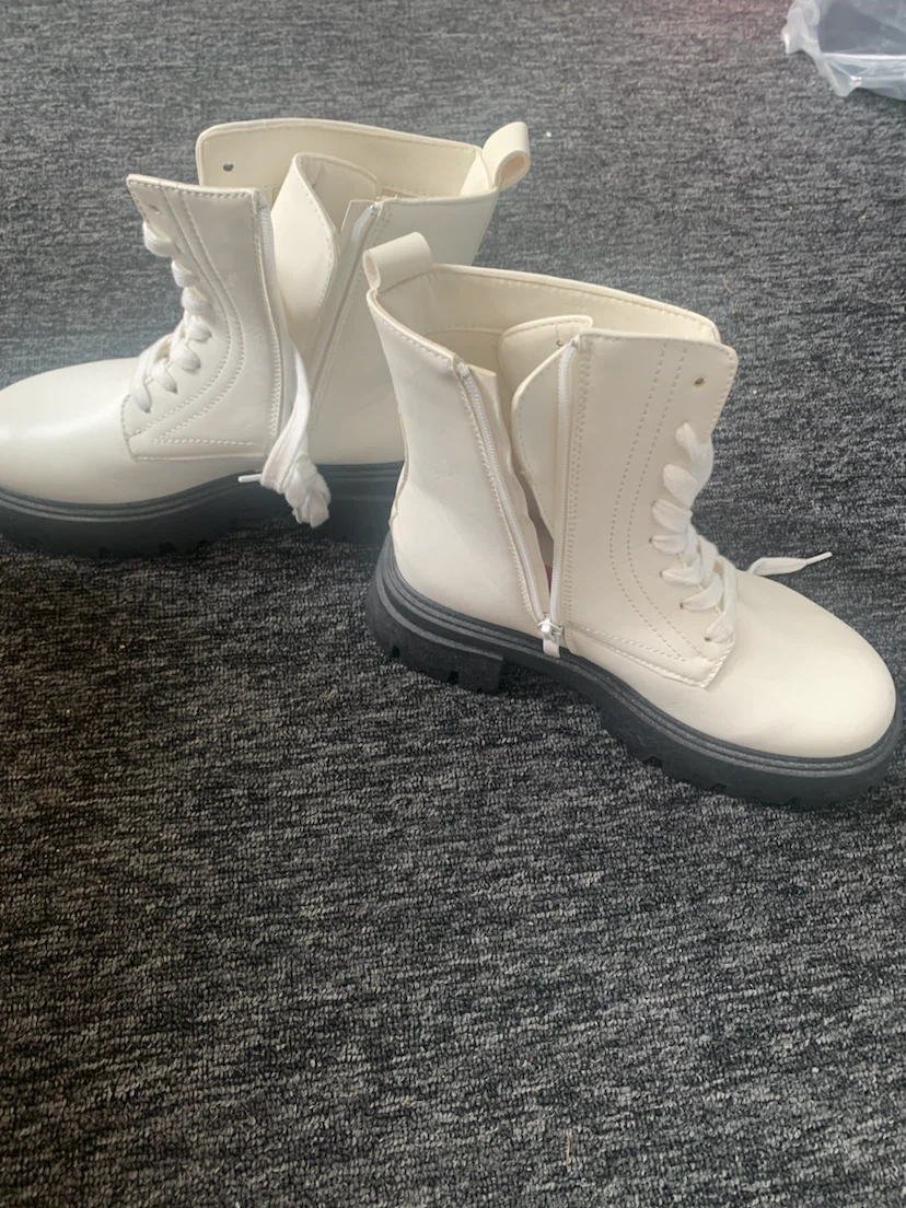 White Combat Boots with Chunky Soles - photo 3