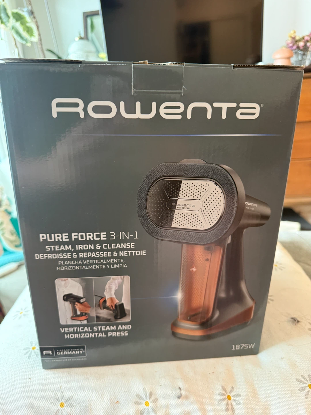 Rowenta Pure Force 3-in-1 Steam, Iron & Clean Garment Steamer