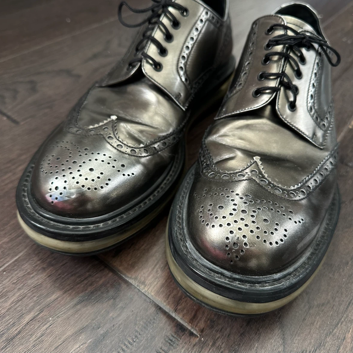 Prada Levitate Brogue Shoes Metallic US 9 - photo 5
