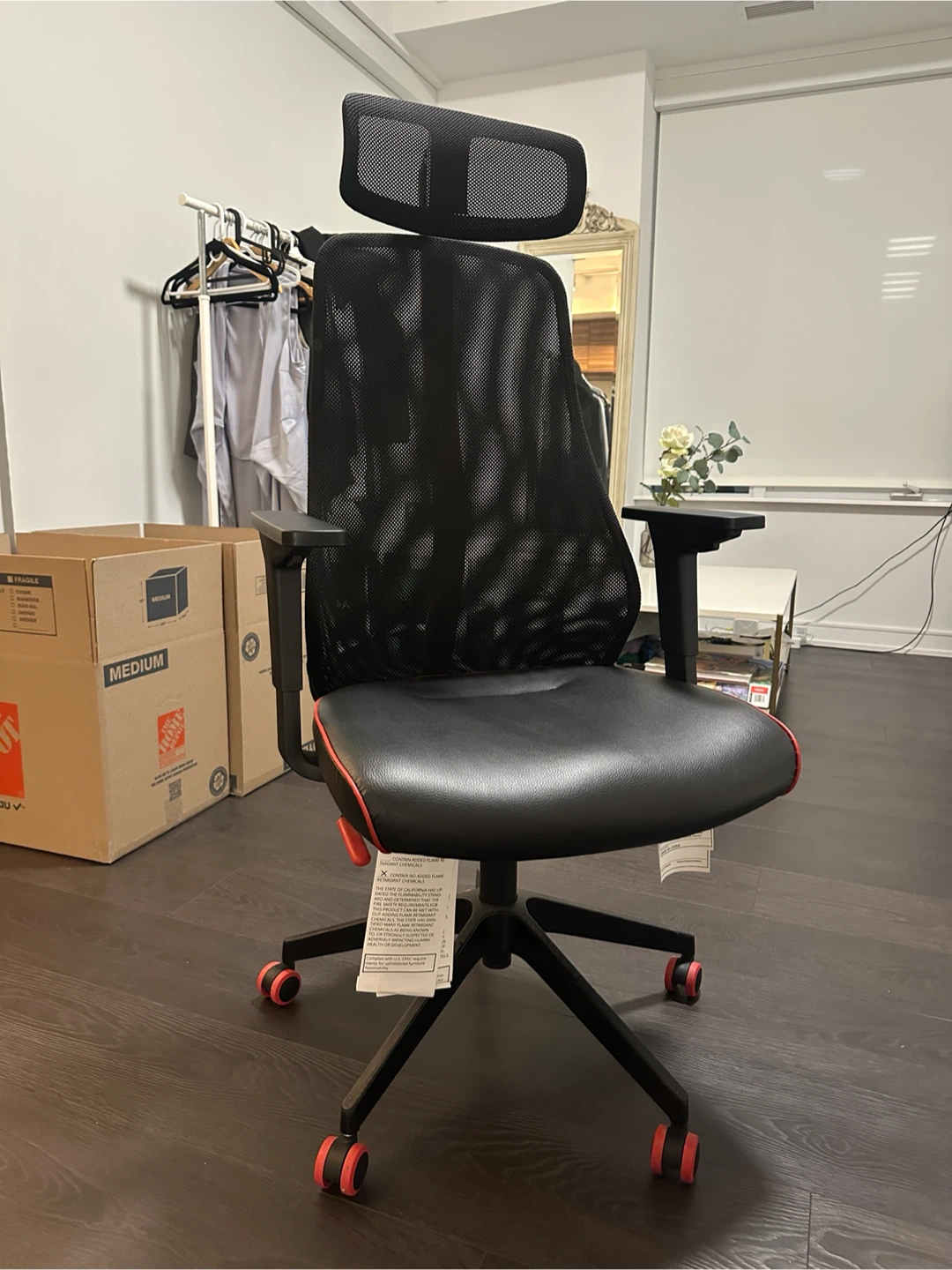 IKEA Ergonomic Gaming/Office Chair - Black Mesh with Red Accents