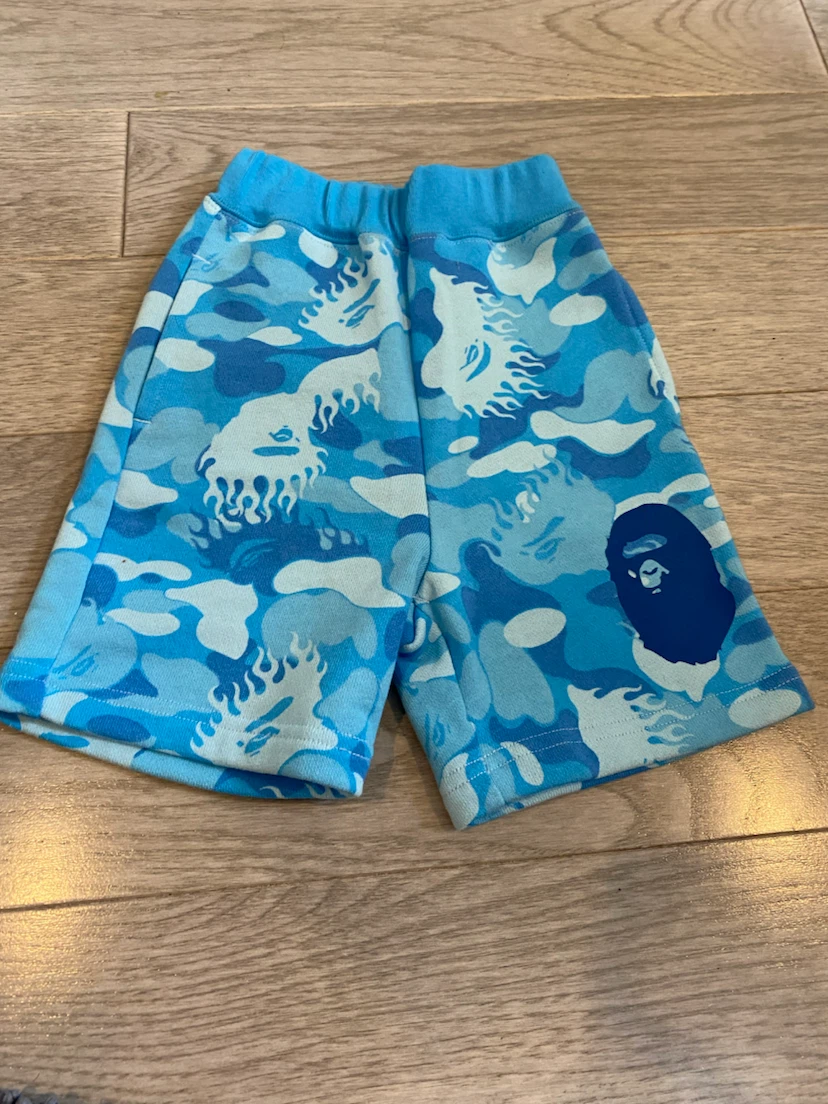 BAPE KIDS Camo Sweat Shorts Blue