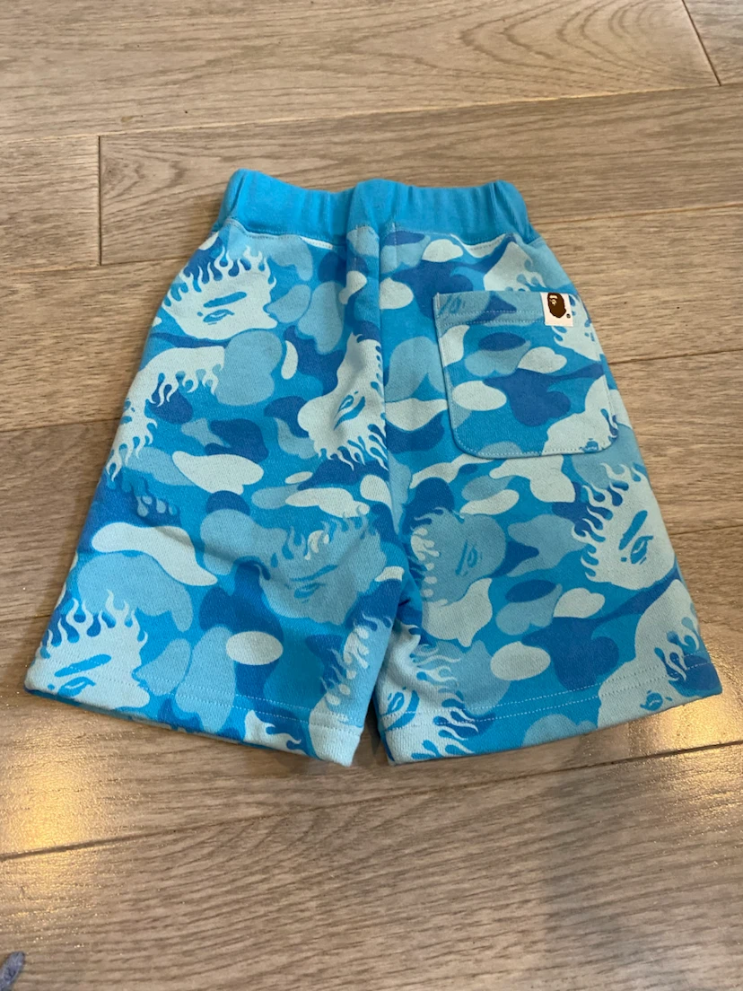 BAPE KIDS Camo Sweat Shorts Blue - photo 2