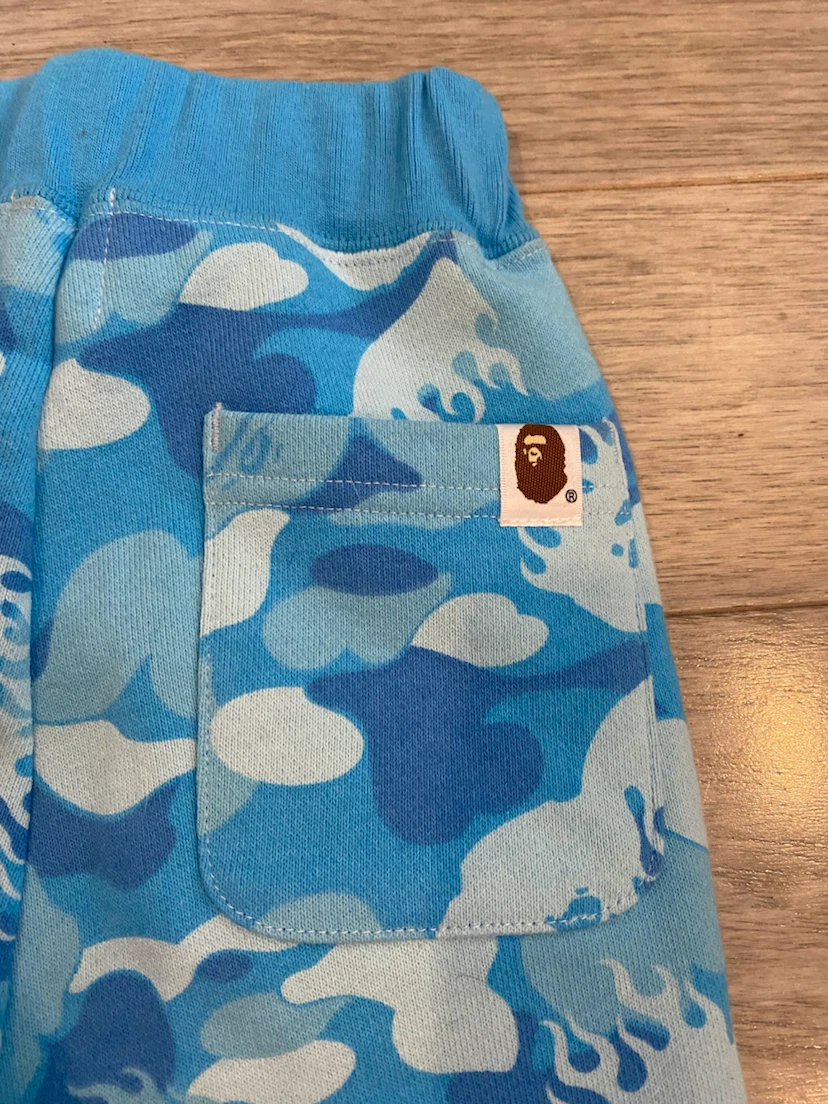 BAPE KIDS Camo Sweat Shorts Blue - photo 3