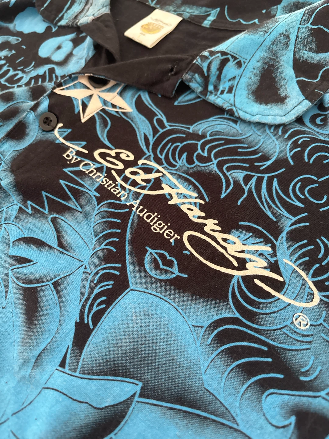 Ed Hardy By Christian Audigier Blue Polo Shirt - photo 2