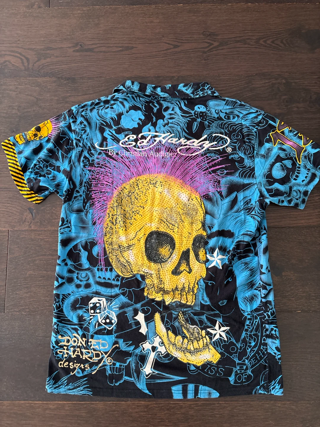 Ed Hardy By Christian Audigier Blue Polo Shirt - photo 3